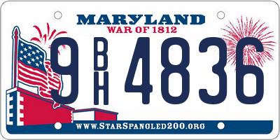 MD license plate 9BH4836