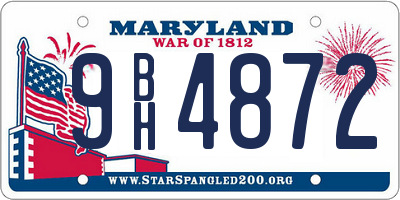 MD license plate 9BH4872