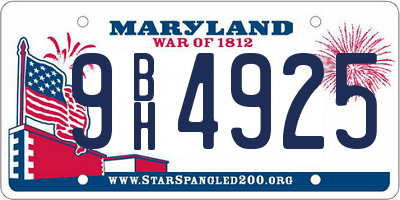 MD license plate 9BH4925