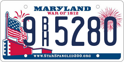 MD license plate 9BH5280