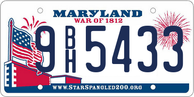 MD license plate 9BH5433