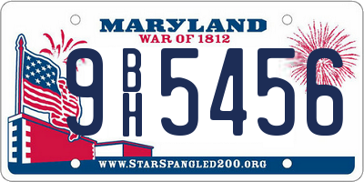 MD license plate 9BH5456