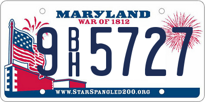 MD license plate 9BH5727