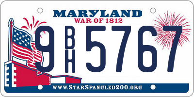 MD license plate 9BH5767