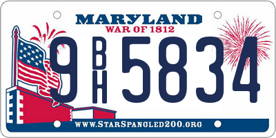 MD license plate 9BH5834