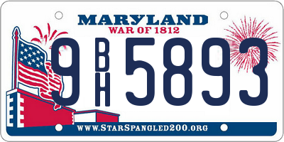 MD license plate 9BH5893