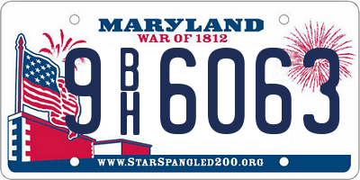 MD license plate 9BH6063