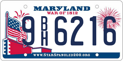 MD license plate 9BH6216