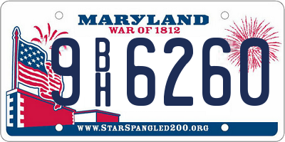 MD license plate 9BH6260