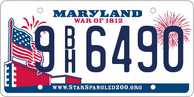 MD license plate 9BH6490