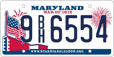 MD license plate 9BH6554