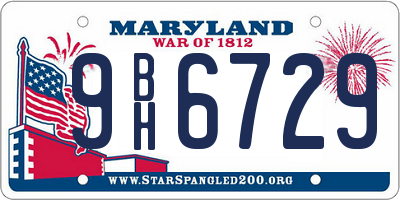 MD license plate 9BH6729