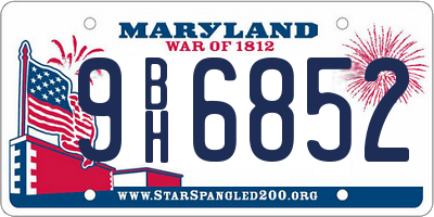 MD license plate 9BH6852