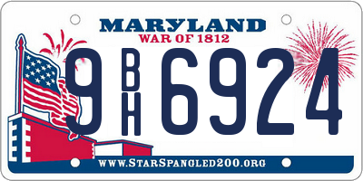 MD license plate 9BH6924
