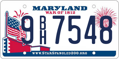 MD license plate 9BH7548