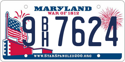 MD license plate 9BH7624