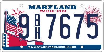 MD license plate 9BH7675
