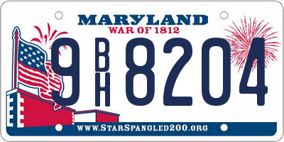 MD license plate 9BH8204
