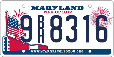 MD license plate 9BH8316