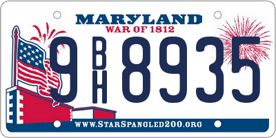 MD license plate 9BH8935