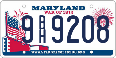MD license plate 9BH9208