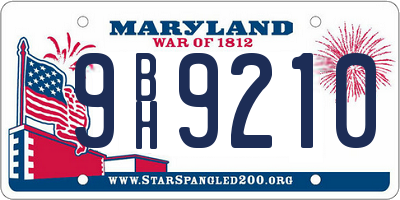 MD license plate 9BH9210