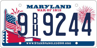 MD license plate 9BH9244