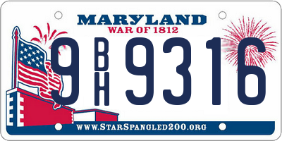MD license plate 9BH9316