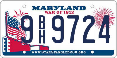 MD license plate 9BH9724