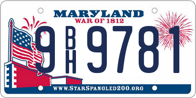 MD license plate 9BH9781