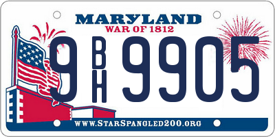 MD license plate 9BH9905