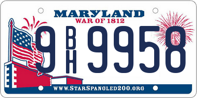 MD license plate 9BH9958