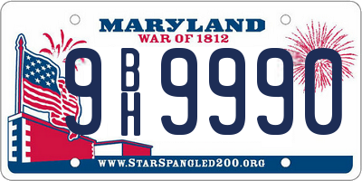 MD license plate 9BH9990
