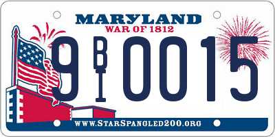 MD license plate 9BI0015