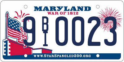MD license plate 9BI0023