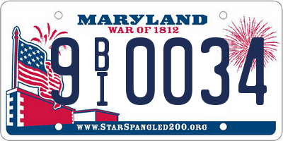 MD license plate 9BI0034