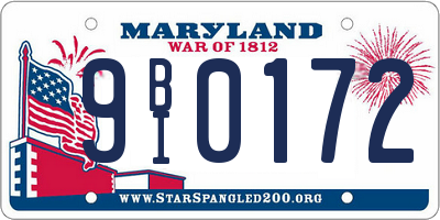 MD license plate 9BI0172