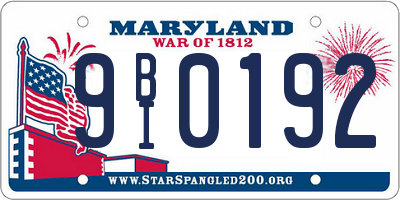 MD license plate 9BI0192