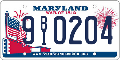 MD license plate 9BI0204