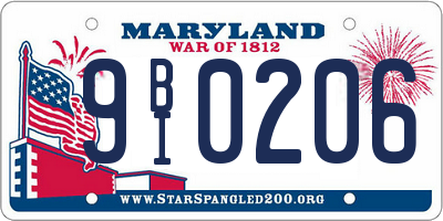 MD license plate 9BI0206