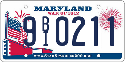 MD license plate 9BI0211