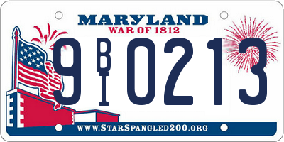 MD license plate 9BI0213