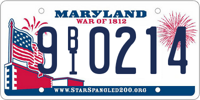 MD license plate 9BI0214