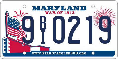 MD license plate 9BI0219