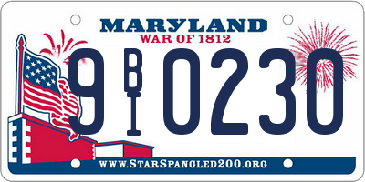 MD license plate 9BI0230