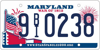 MD license plate 9BI0238