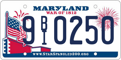 MD license plate 9BI0250