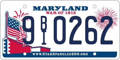 MD license plate 9BI0262