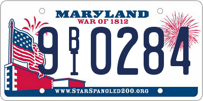 MD license plate 9BI0284