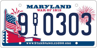 MD license plate 9BI0303